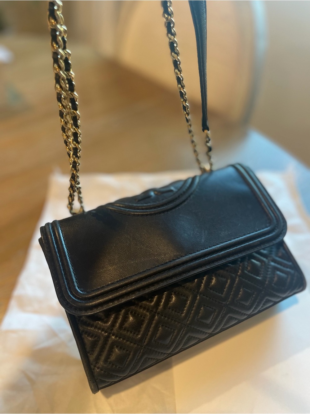 Tory Burch Black Leather Quilted Mini Shoulder Bag with Gold Hardware - Picture 2 of 8